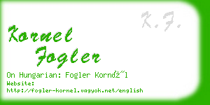 kornel fogler business card